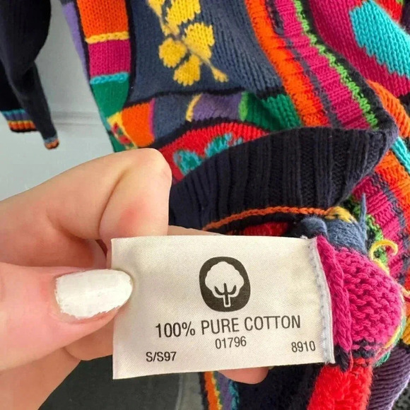 Tulchan bright colorful abstract floral chicken cardigan oversize medium F42 - Picture 4 of 5